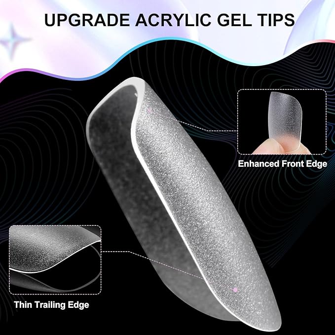 Extra Short Square Nail Tips, 240Pcs Double-Sided Matte Flexible Gel Fake Nails, No File Full Cover Clear Press on Nails for Nail Extension, Manicure, Home DIY, Salon, 15 Sizes, Natural Fit