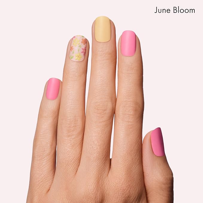 Dashing Diva Gloss Nail Strips Bundle - The Festival Nails Collection - Busy Bee & Notting Hill Village - UV Free, Chip Resistant, Long Lasting Gel Stickers - Contains 2 Sets