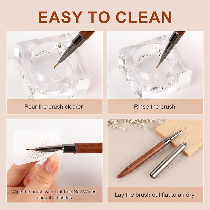 BQAN 1Pcs Nail Art Brushes Universal Nail Brush for Flower, Petal & Painting Design Gel Polish Nails Art Pen With Wooden Handle Salon DIY Tools at Home