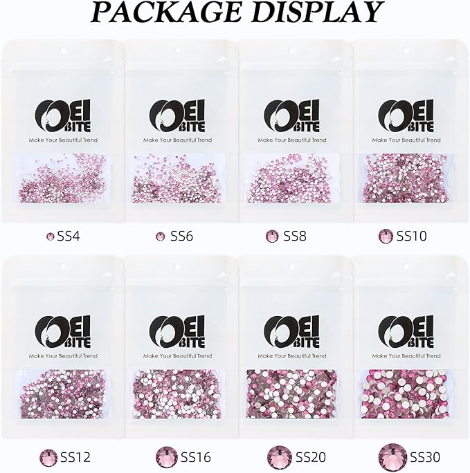 Light Amethyst Flatback Rhinestones, Glass Rhinestones for Nail Art and Craft, Glue Fix, Loose Crystal Gemstones(Lt.Amethyst, SS8, 1440pcs, 2.3-2.5mm)