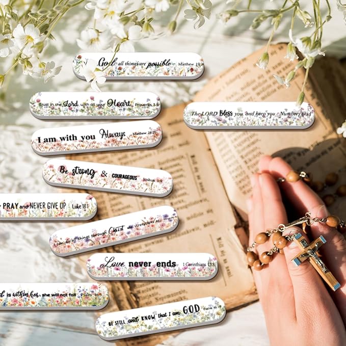 50 Pcs Christian Gifts for Women Bulk Floral Christian Nail File Bulk Women's Histroy Month Gift Mini Bible Scripture Emery Board Nail Files Religious Appreciation Gifts for Employee Staff
