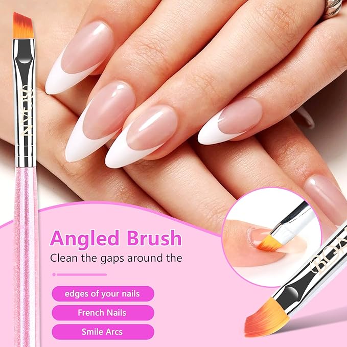 BQAN Nail Art Clean Up Brushes,3PCS Flat/Oval/Fine Angled Gel Nails Brush for Cleaning Polish Mistakes on the Cuticles, Nail Art Tools for Nails Design Painting and DIY (Purple)