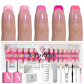 SXC Cosmetics French Tip Press On Nails – 5 Pink Series, Extra Short Square, X-Pro Tips Starter Kit | 150PCS, 15 Sizes, 5 Styles, Beginner-Friendly