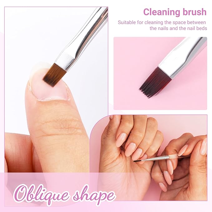 4PCS Nail Art Clean up Brush, Painting Brushes for Nail Polish Removers Brush Cleaning Nails Polish with Round & Angled Head Brushes Manicure Tools for Painting Design Nailes Mistake Cleaning