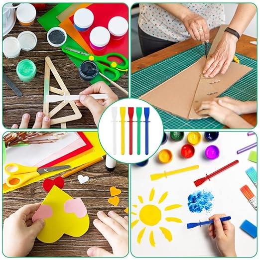 5Pcs Colored Plastic Smear Spreaders, Mini Glue Sticks, Easy Clean Glue Scrapers for Handmade DIY Art, Leather Craft, and Woodworking Projects