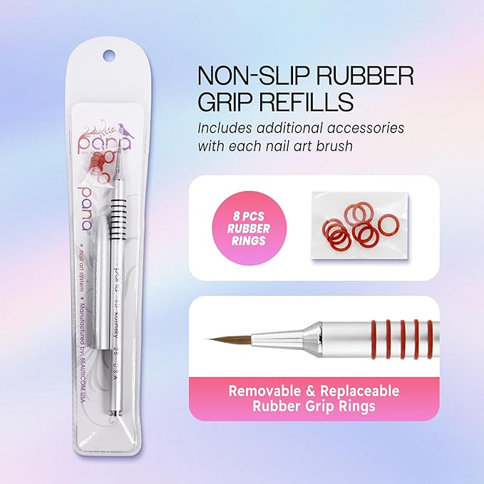 PANA 3D Kolinsky Acrylic Nail Art Sculpture Brush with Silver Metal Non-Slip Grip Handle for Manicures 3D Nail Art Flower Designs (Size #2)