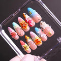 Press On Nails, 10 Pcs Handmade French Stiletto Fake Nails, Reusable Artificial Unique 3D False Nails for Women 3D Acrylic Nails Kit (Size L)
