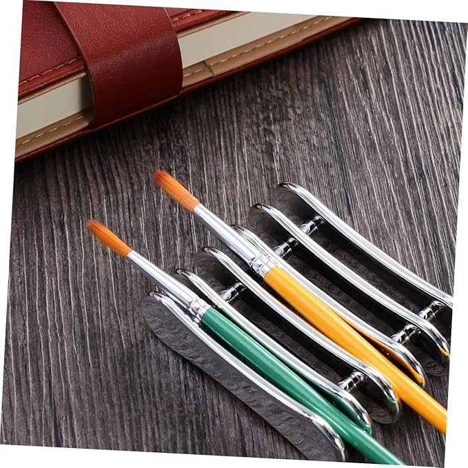 2 Pcs Nail Art Pen Holder Uv Gel Brush Polish Pen Rest Stands for Pens Stylish Golden Silver Nail Brush Organizer for Nail Art Tools and Accessories