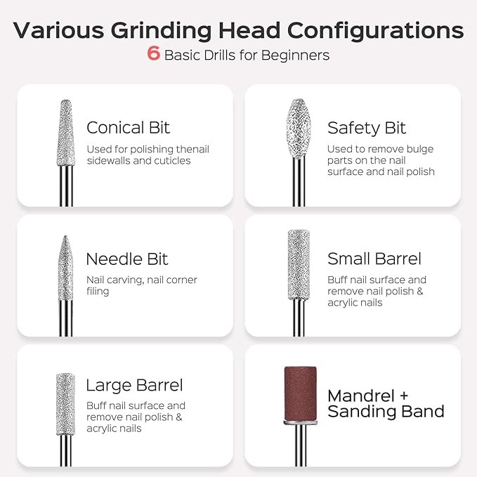 COSLUS C42 Cordless Electric Nail Drill File: Nail Drill Machine with Stepless Speed Knob for Acrylic Gel Dip Powder Polish, Professional Portable Manicure Pedicure Rechargeable for Home Salon Use