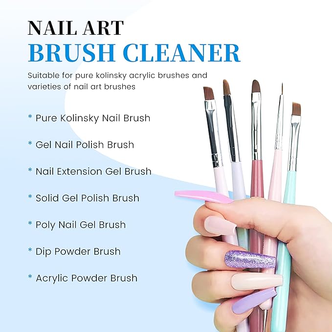 AIJIMEI 2PCS Nail Brush Cleaner Quickly Clean Gel Nail Brushes Paint Art Brushes Tools Cleaner and Restorer for Acrylic Nail Art for Beginner Use (2pcs)