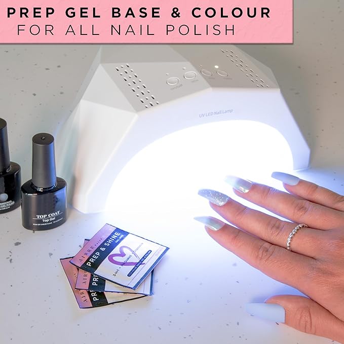 220 AIRRE NAILS Prep & Shine Alcohol Nail Wipes 3in1 Lint-Free Prep & Wipe Cleanser Pads for Gel Polish Sticky Residue & Tacky Layer Remover After UV/LED Curing, For Gel, Acrylic & False Nails & Tips