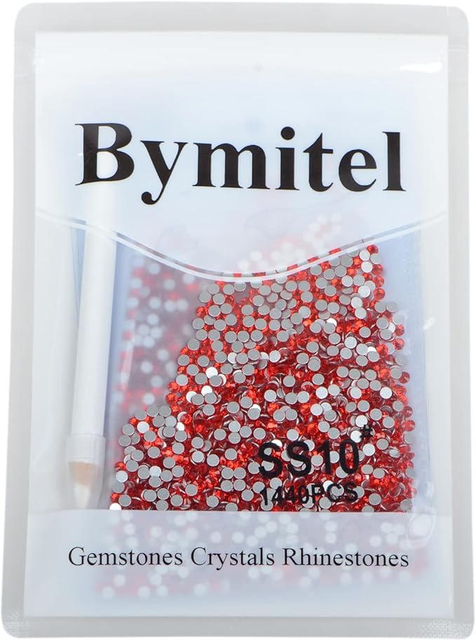 2880PCS Art Nail Rhinestones Non Hotfix Glue Fix Round Crystals Glass Flatback for DIY Jewelry Making with one Picking Pen (ss10 2880pcs, Siam)