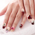 Fake Nails Set Red Medium Square Bling Glossy 3D Bow Heart Rhinestone False Nail Tips, Press On Nails, Artificial Art Nails Finger Manicure for Women and Girls(CDJ0022-S)