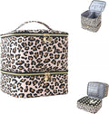 Nail Polish Organizer Aesthetic Nail Organizers and Storage, Bow Nail Supplies Kit Organizer Travel Carrying Case for Manicure Tools (Leopard B, 2 Layer)