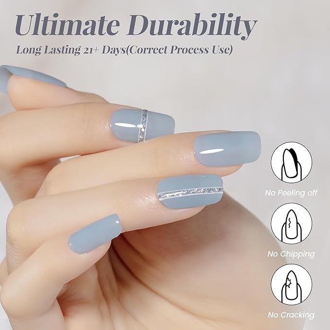YTD Likomey Nude Gel Nail Polish,15ml Sheer Haze Blue Translucent Neutral Jelly Salon Home DIY Nails Art Manicure UV Nail Gel Varnish,LS432