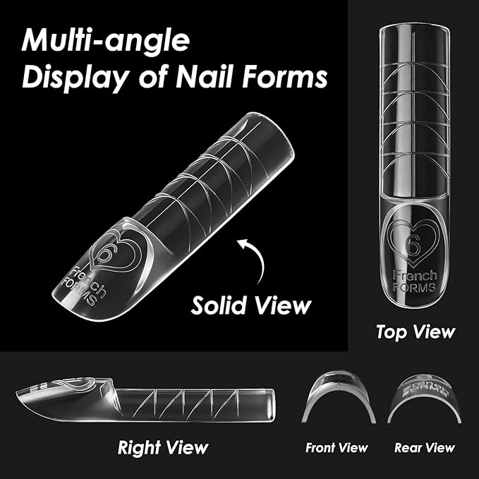 3D French Form with Dual Ended Brush, 120 Pcs 15 Sizes Magic Reverse French Nail Extensions Form for Large Wider Normal Petite Beds, 3D Space Mold for Salon Manicure Art