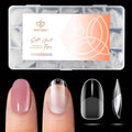 modelones Extra Short Oval Gel Nail Tips, 360pcs Pre-etched Clear Round Fake Nails Press On Full Cover Half Matte 15 Sizes Acrylic Gel Tips for Extension Salon