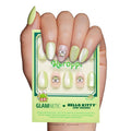 Glamnetic x Hello Kitty® and Friends Press On Nails - Keroppi™ | Short Oval Pastel Green Graphic Fake Nails in a Velvet Finish | 15 Sizes - 30 Nail Kit with Glue