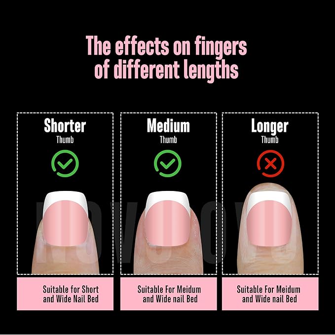 NOVO OVO Short Square Round White French Tip Nail Tips Press on BABY PINK, Extra Thick Full Cover False Fake Nails, Need Builder Gel Top Coat & Glue, for Salon DIY Acrylic Extension x 15 Sizes 240 pcs