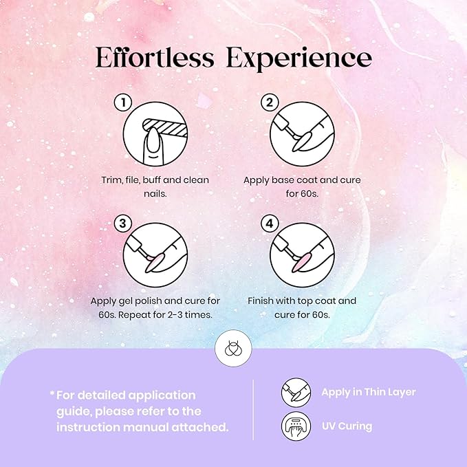 Beetles Spring Gel Nail Polish Set - 6 Colors Shimmer Pink Green Purple Glitter Blue Glitter Mermaid Pastel Nail Gel Drawing Soak Off Uv Led Needed with Pastel Sticker Gift for Women