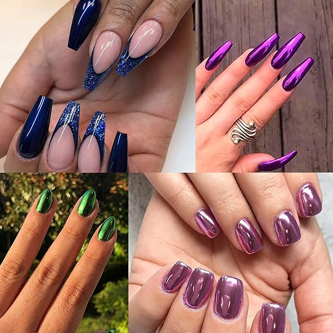 6 Box Chrome Nail Powder, Chrome Effect Nail Powder Set, Shiny Nail Glitter Powder with Magic Mirror Effect for Nail Art Design Decoration(Christmas Color Series)