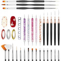 Nail Art Brushes Nail Art Tool Kit, Nail Design Tools Set with Liner Brushes, Dotting Pens, UV Gel Brushes, for DIY Nail Art, Salon and Home Use (Black Style 32pcs)