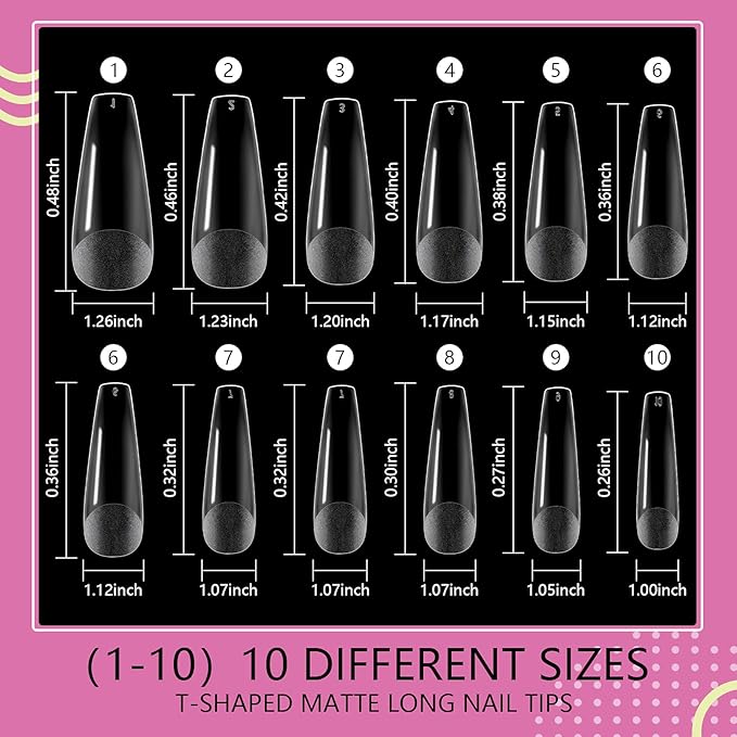 Saviland Matte Coffin Nail Tip – 240PCS No Need to File Acrylic Nail Tips Professional French Tips for Nail Extension Full/Half Cover Dual Use Matte Texture Press on Nails Pre-Shape 10 Sizes Salon DIY