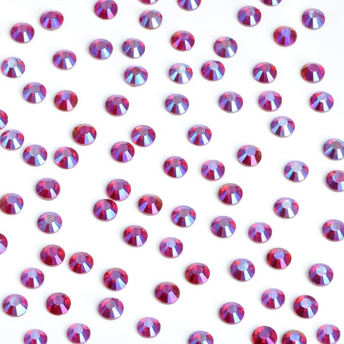 Bymitel Hotfix Crystal Rhinestones Round Gems Iron on DIY Jewelry Making Flat Back for Crafts,Siam AB, 2.4mm(SS8/2880pcs)