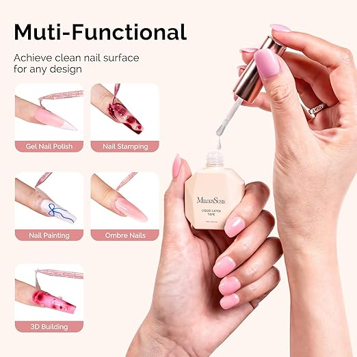 MelodySusie Gel Polish Liquid Latex for Nails Peel off Cuticle Guard for Nail Polish Nail Art Liquid Latex Barrier Protector Manicure Cuticle Protectors with Stick Manicure Home DIY Salon 15ML