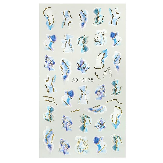 Marble Wave Nail Art Stickers, Ocean Theme Jellyfish Nail Decals Nail Art Design Self Adhesive Nail Supplies for Women Manicure Decoration