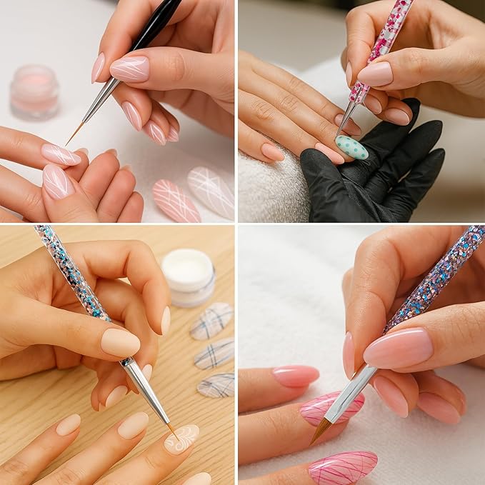 34pcs Nail Art Brushes Set – 15 Nail Brushes, 5 Dual-Ended Dotting Pens, 5 Liner Brushes, 5 Carving Brushes, Brush Holder & 3 Dual-Ended Nail Art Pens – Tools for Gel, Acrylic, DIY Design