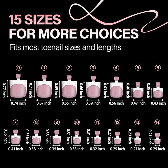 AILLSA French Tip Toe Nail Tips Press on, 150PCS Sharp Square Pre-Designed Fake Toenail Extension, 15 Sizes Berry Pink Acrylic Wearable Full Cover for Women Nail Art DIY