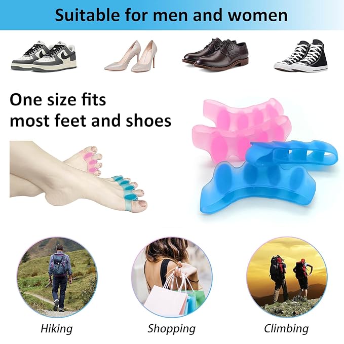 SUNFATT Toe Separators for Women,Toe Spacers for Women,Relieves OverlappingToes,Bunions Corrector and Hammer Toe Pain,Gel Toe Spreader Separates Toes and Relaxes Toes.