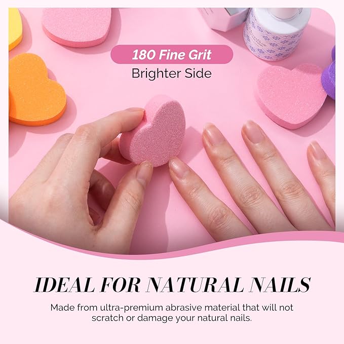 MelodySusie Heart Shape Mini Nail Buffer Block,100/180 Grit Double-Sided Sponge Nail File,Professional Nail Polishing Tools for Shaping and Smoothing,Suitable for Manicures and Pedicures,50 Pcs