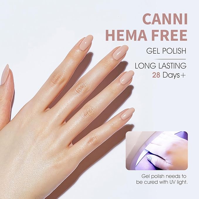 CANNI 6 Colors 9 ML Hema-Free Nude Gel Nail Polish Set, Nude Pink Gel Polish Set, Soak Off LED Nail Manicure Kit DIY at Home Salon Gifts