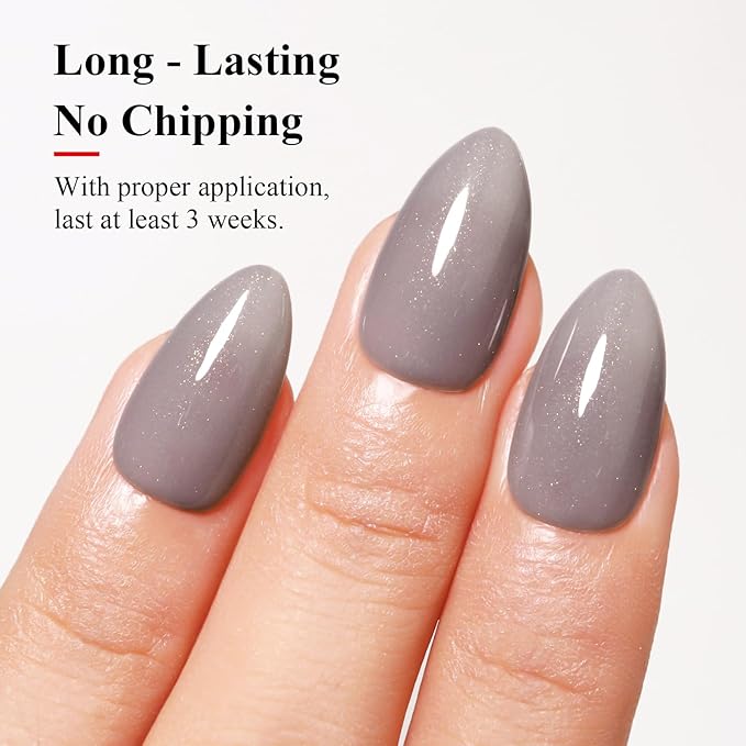 Imtiti Glitter Gel Nail Polish, 0.5 Fl Oz Grey Glitter Gel Polish Soak Off LED U V Gold Shimmer Sparkle Nail Gel Polish DIY Nail Art Starter Manicure Salon Gel Nail Polish Kit