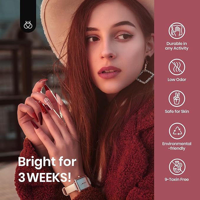Beetles Red Gel Nail Polish, 6 Colors Burgundy Nude Red Glitter Gel Polish Marvelous Lady Collection Nail Art Design Fall Winter Soak Off Uv LED Nail Polish Manicure DIY Home Salon