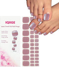 34 Pcs Semi Cured Gel Toe Nail Strips Light Purple Glitter Gel Nail Stickers Full Cover Nails Wraps Self Adhesive Toe Nails Polish Strips Stickers for Women UV/LED Light Required