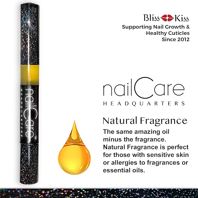 Nail Care Headquarters Cuticle Oil Pen for Nails - Nail Strengthener & Growth Serum for Damaged Nails, Hangnails w/Jojoba cuticle oil—Natural Fragrance - from Bliss Kiss