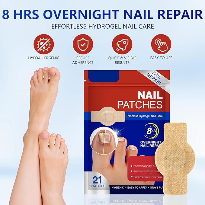 Toenail Treatment Extra Strength - Nighttime Nail Patches,Overnight Toe Nail Treatments for Damaged Nails Foot Nails Repair and Care (42Pcs)