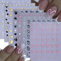 8 Sheets Valentines Nail Art Stickers 3D Self-Adhesive Heart Nail Decals Romantic Black Pink Heart Nail Stickers Design Holiday DIY Manicure Decorations for Women