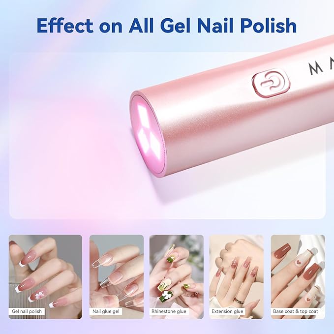 Makartt Handheld UV Nail Lamp - UV Light for Gel Nails with 3 Beads Portable JERTY LED Gel Light for Fast Curing Nail Tips Rechargeable USB Nail Light with LCD 3 Timers for Home Salon Use