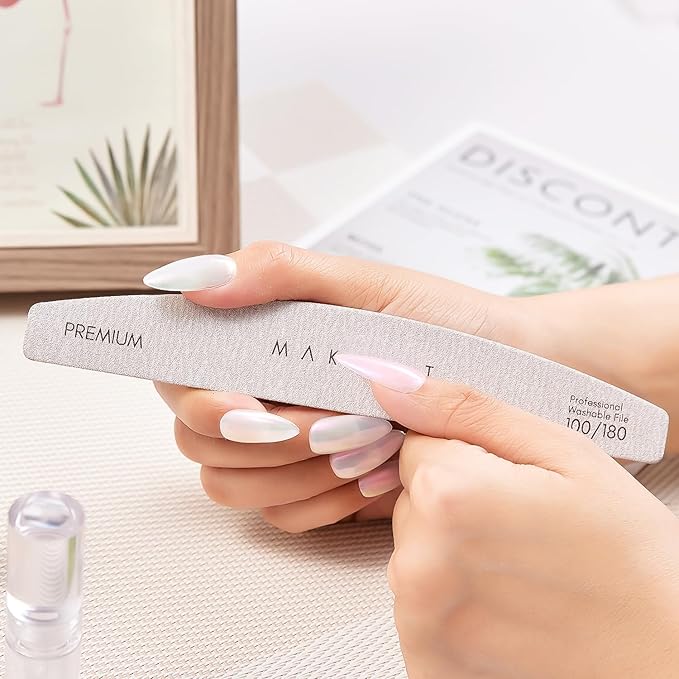 Makartt Nail File, 100/180 Grit 20 Pcs Nail Files for Natural Nails, Professional Strong Emery Boards for Nails Doubled Sides Washable Fingernail Files Manicure Tool Set
