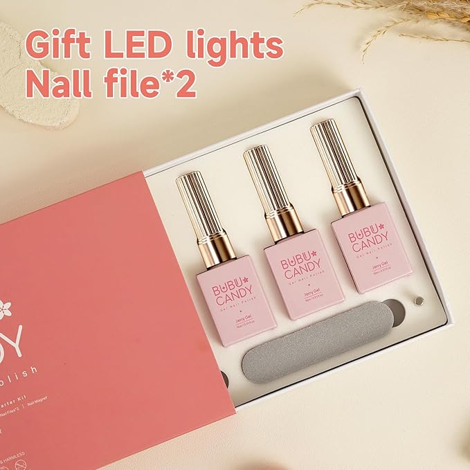 BUBU CANDY Nail Polish Set, - 6 Colors Nude Brown Jelly Neutral Soak Off Gel Polish Kit Sheer Transparent Effect Soak Off UV DIY French Nail Art Manicure Gifts for Women