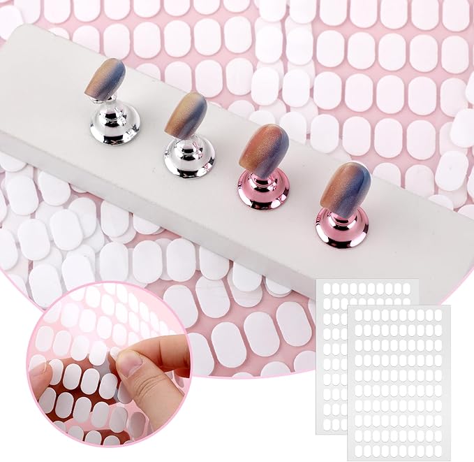 600 Pcs False Tip Double Sided Adhesive Tapes, Nail Adhesive Tabs Pre-Cut Nail Display Stand Nail Holder for Nail Art Painting Nail Color Chart Display Book