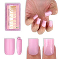 NOVO OVO Short Sharp Square Nail Tips Press on Pure Color Pink, Need Builder Gel Top Coat Nail Glue, Soft Gel Matte Fake Nail Extension, Full Cover False Nails for Salon DIY x 15 Sizes 180 pcs