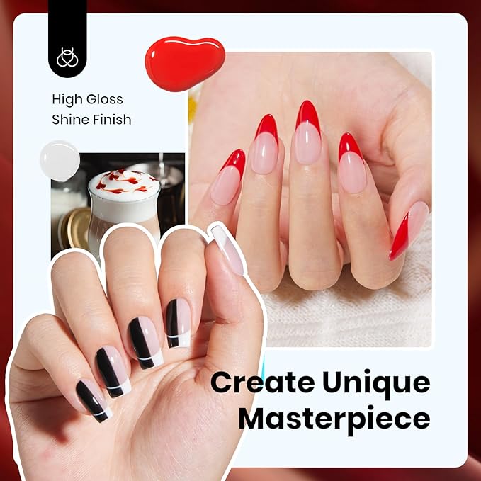 Beetles Hema-Free Gel Nail Polish Set - 6 Colors 15ML Brown Burgundy Black White Red Nude Soft Classics Polish Soak off Uv Led Lamp Nail Art Salon Colorful Bottle Manicure