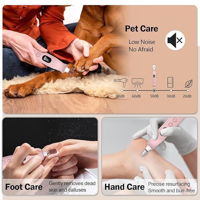 Electric Nail File, 10 Speeds Cordless Nail Drill with LED Light, Portable Manicure Pedicure Kit for Acrylic Gel Nails Thick Toenails Nail Grind, Hand Natural Nails Care - 10 Bits & 120 Sanding Bands
