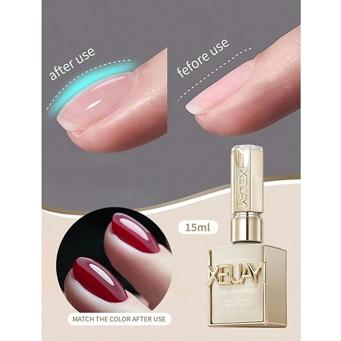 Xeijayi Clear Builder Gel for Nails 15ml – Soak-Off UV/LED – Strengthening “Builder in a Bottle” – Nail Extension & Overlay – Self-Leveling, Quick Cure, Chip-Resistant, Professional Gel