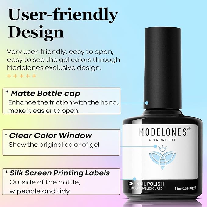 modelones Blue Gel Nail Polish Baby Blue Polish Soak Off Pastel Soft Light Nail Polish Gel Nail Art Salon Manicure 15 ML